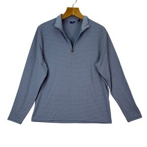 FootJoy Blue Striped Quarter Zip Pullover Mens Medium Golf Performance Preppy